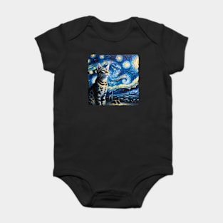 Egyptian Mau Starry Night Inspired - Artistic Cat Baby Bodysuit